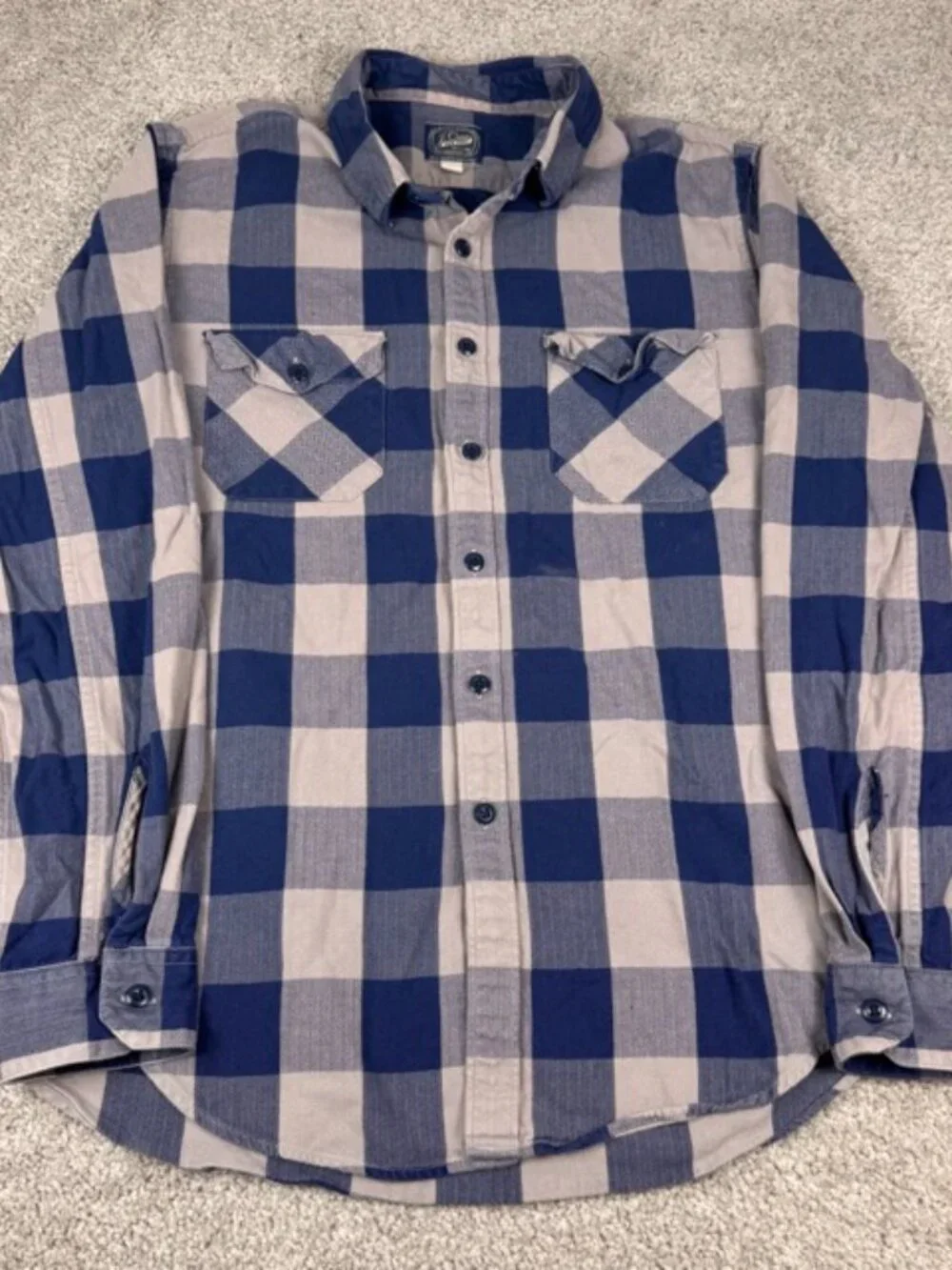 J.Crew Blue Gray Plaid Cotton Button-Up Shirt Long Sleeve Size Large A9738